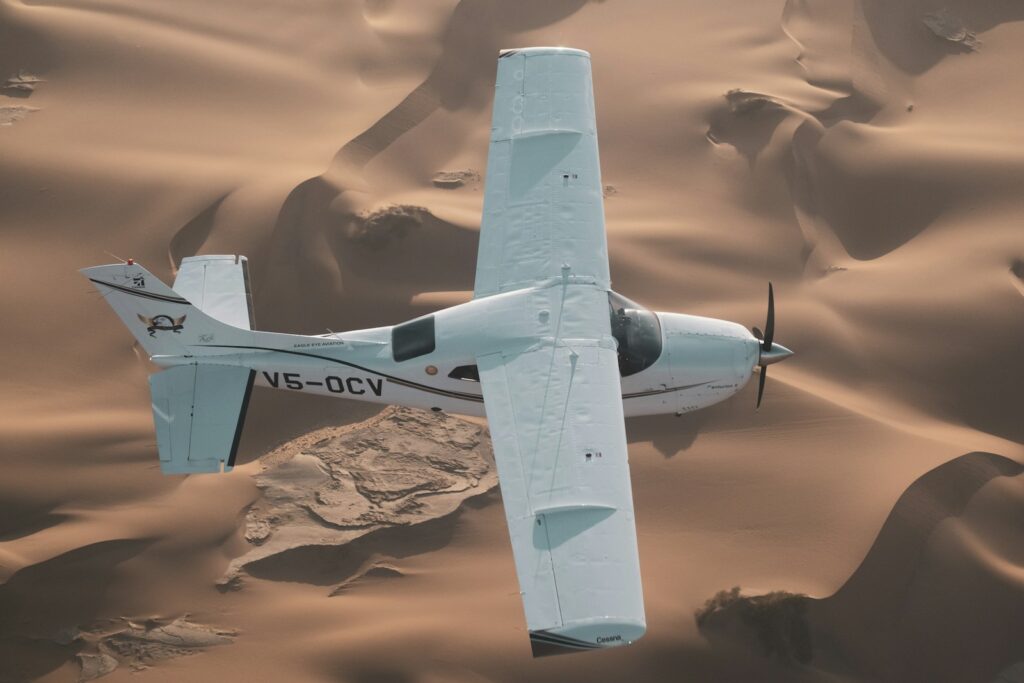 Avion en vol vers la Namibie